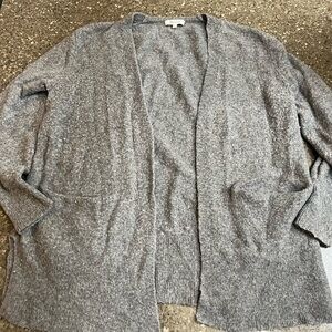 Madewell Gray Open Front Cardigan Size M Merino Wool Alpaca Blend Cozy Granny